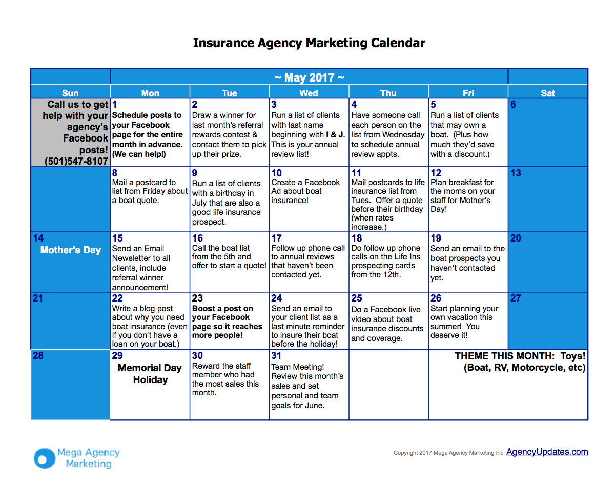 May insurance marketing plan